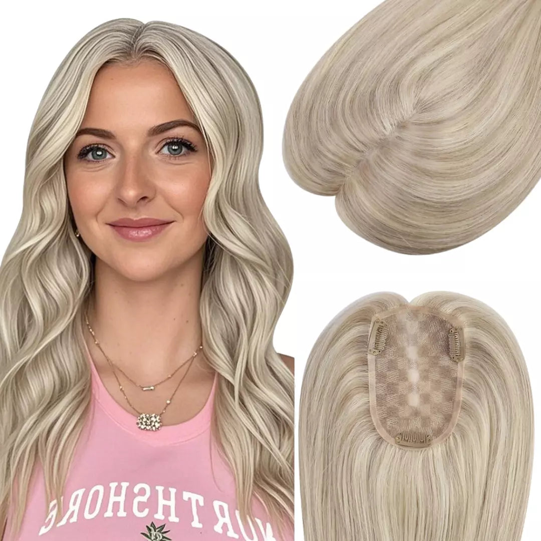 Blonde 613 Hair topper Moresoo Human Hair Topper For Thinning Hair Ombre Brown To  main image 3
