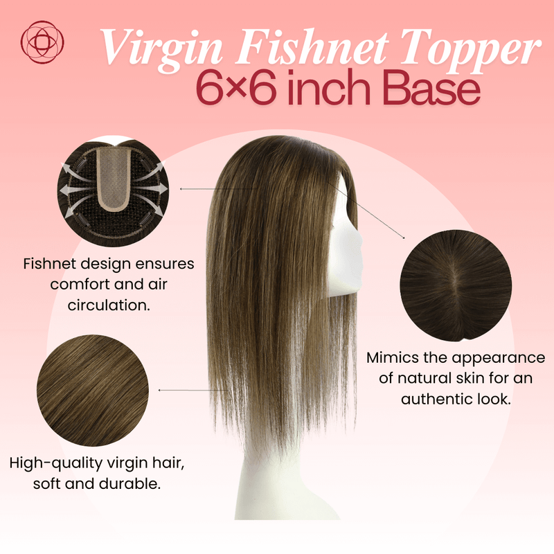 Load image into Gallery viewer, Silk base hair topper, fishnet hair topper, moresoo virgin human hair topper, hair topper for short hair 
