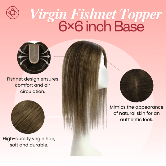 Silk base hair topper, fishnet hair topper, moresoo virgin human hair topper, hair topper for short hair 