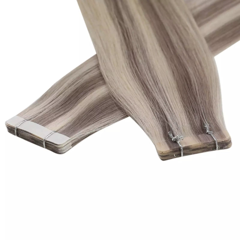 Load image into Gallery viewer, real human hair extension pure blonde hair
virgin straight white blonde hair extension tape ins human great quality and soft
long tape hair extensions permanent hair extensions best hair extensions for fine hair

