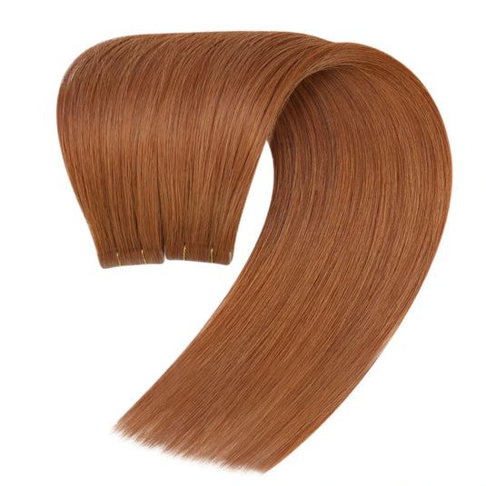 Moresoo vibrant red copper hair extensions, 14-inch seamless tape-ins, high-quality balayage, natural red copper highlights, invisible tape-ins, luxurious copper red mix, long-lasting adhesive, premium salon-quality ombre hair, smooth transitions