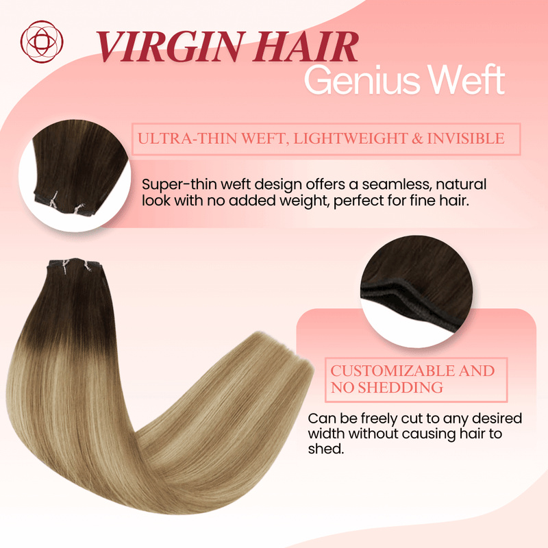 Load image into Gallery viewer, Virgin Invisible Genius Weft Balayage Color Human Hair Bundles (#3/8/22)
