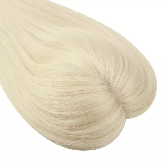 Moresoo virgin human hair blonde hair topper on a white background