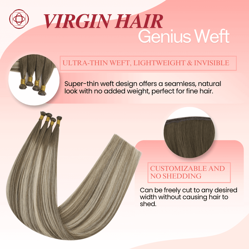 Load image into Gallery viewer, fine hair extensions, thick hair extensions, volume boost, length enhancement, hair weft upgrade, premium hair extensions, high-quality weft, flat weft, customizable weft, soft and smooth, easy maintenance, long-lasting extensions, professional hair weft, salon-quality extensions
