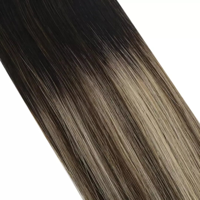 Load image into Gallery viewer, Double Weft Clip In Human Hair Balayage Brown Hair Extensions (#1B/3/27)
