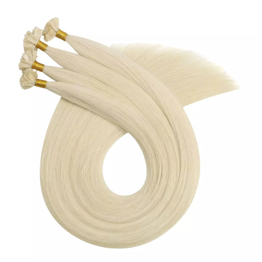 Keratin Hair Extensions Platinum Blonde Fusion Hair Extensions for Women 100% Virgin Human Hair Extensions 