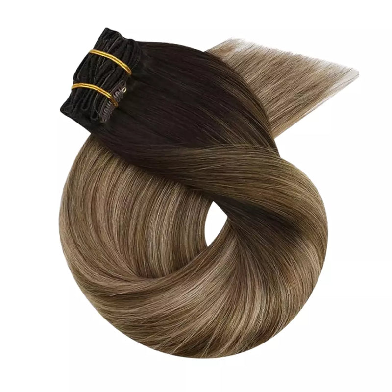Load image into Gallery viewer, 16 inch clip in hair extensions Seamless clip in hair extensions with real human hair Real hair clip in extensions for thick and shiny look

