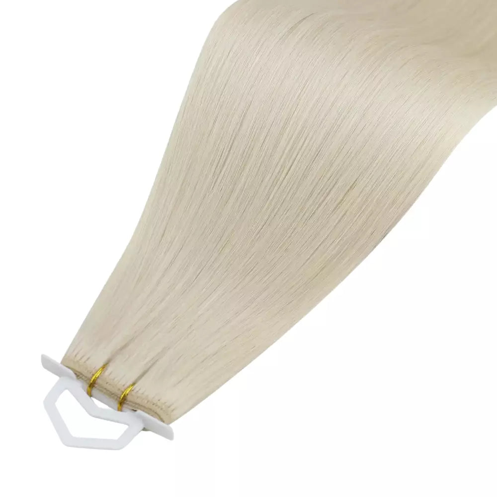 High-quality 100% virgin blonde Remy human hair, machine weft extensions for a seamless sew-in.