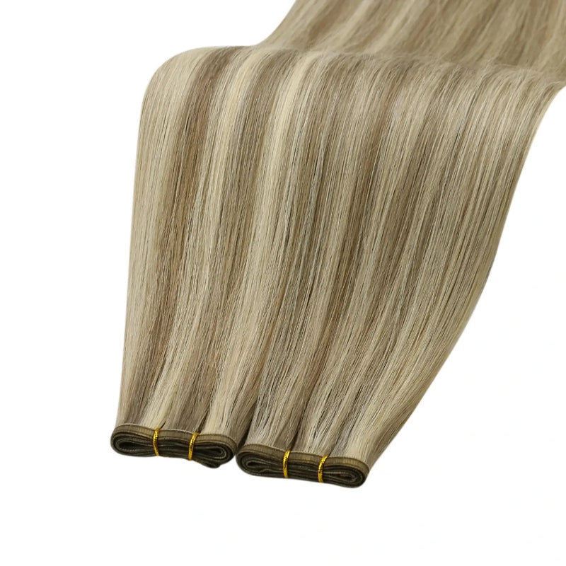 Load image into Gallery viewer, Human hair weft extensions - Weft hair extensions human hair - Weft human hair extensions-Virgin human hair extensions - Human hair extensions weft - Weft hair - Balayage blonde weft extensions
