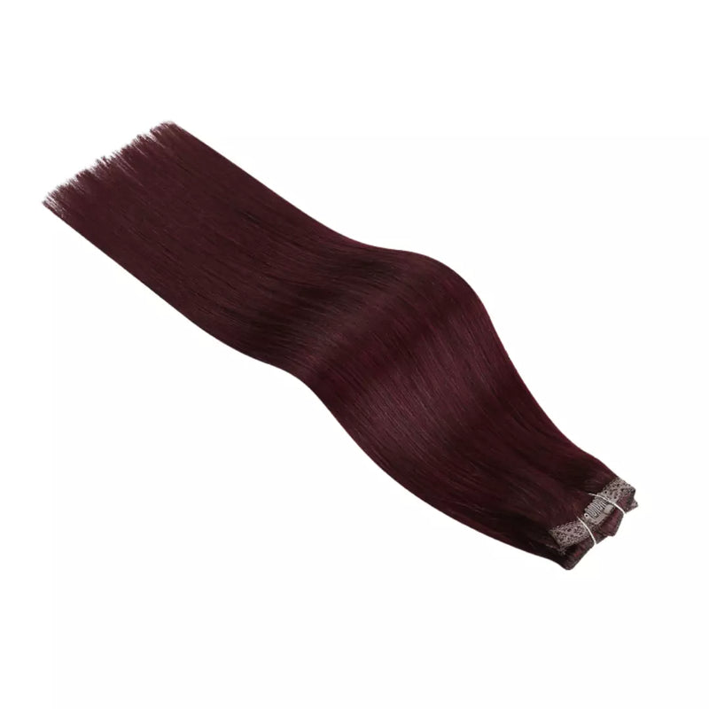 Load image into Gallery viewer, 16 In Remy Human Hair 
Silky Straight Clip in Hair Extensions Burgundy Human Hair Extensions 
