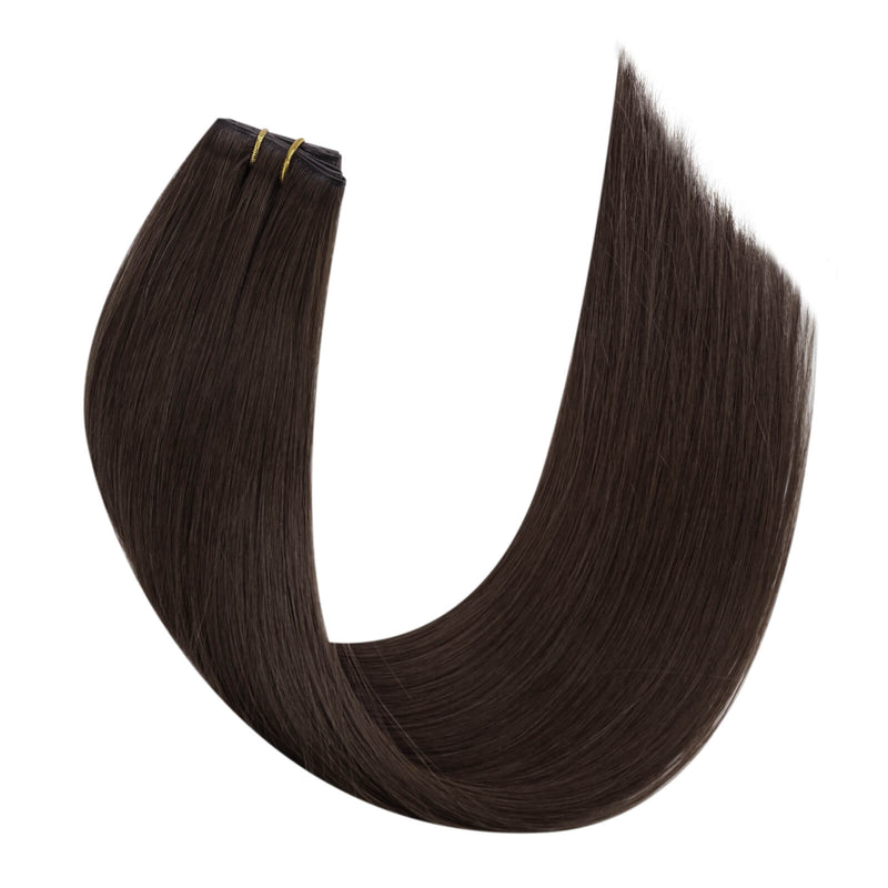 real virgin hair, pu hole weft extensions, dark brown human hair, sew in hair pieces, soft finish