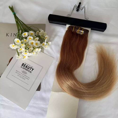 [Final Sale] Remy Clip In Human Hair Extension Ombre Blonde #10/14 18