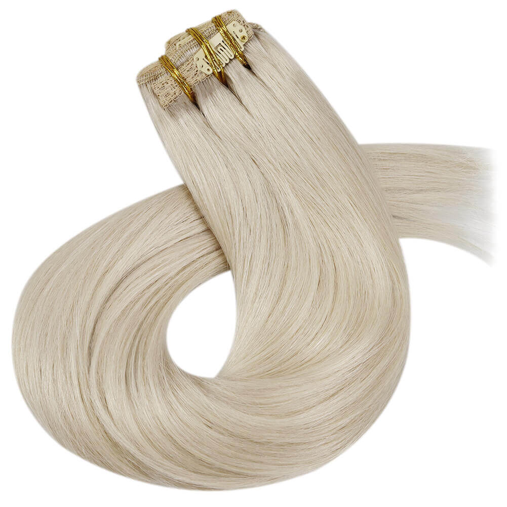 Moresoo Double Weft Clip In Remy Human Blonde Brazilian Hair Extension ...