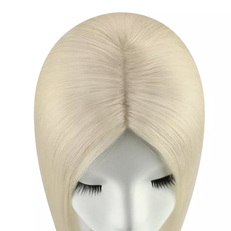 Load image into Gallery viewer, Blonde hair topper on a mannequin head against a white background

