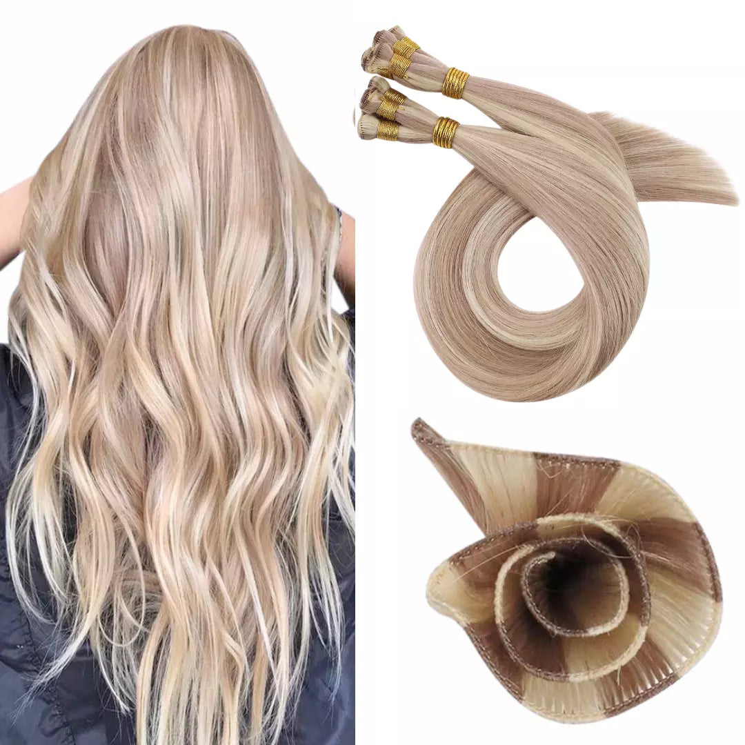 virgin human hair weft,weft hair extensions,human hair extensions,hand tied hair extensions,blonde highlights