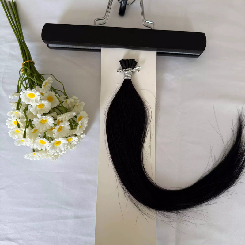 Load image into Gallery viewer, [Final Sale] Virgin I Tip Human Hair Extension Jet Black (#1) 14&quot; 20G
