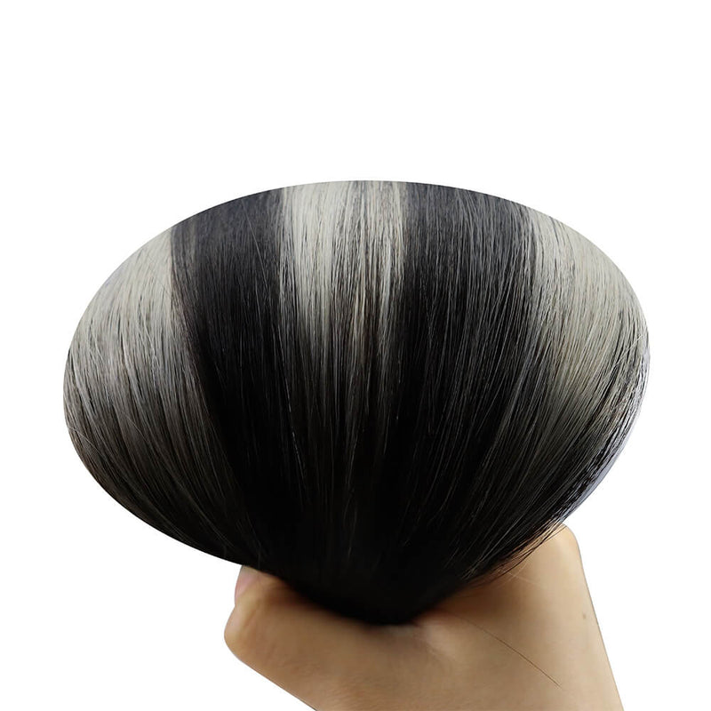 Load image into Gallery viewer, Moresoo black silver balayage tape ins, seamless silver balayage tape ins, high-quality black silver balayage hair, 16-inch black silver balayage extensions, smooth black and silver balayage, salon-quality silver balayage hair, invisible tape ins for black silver hair, premium balayage hair extensions, luxurious black silver balayage hair, natural black silver extensions
