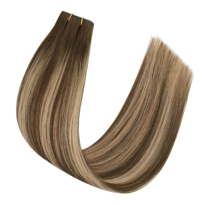 Balayage Brown Invisible Butterfly Weft Hair Extensions Virgin Hair 