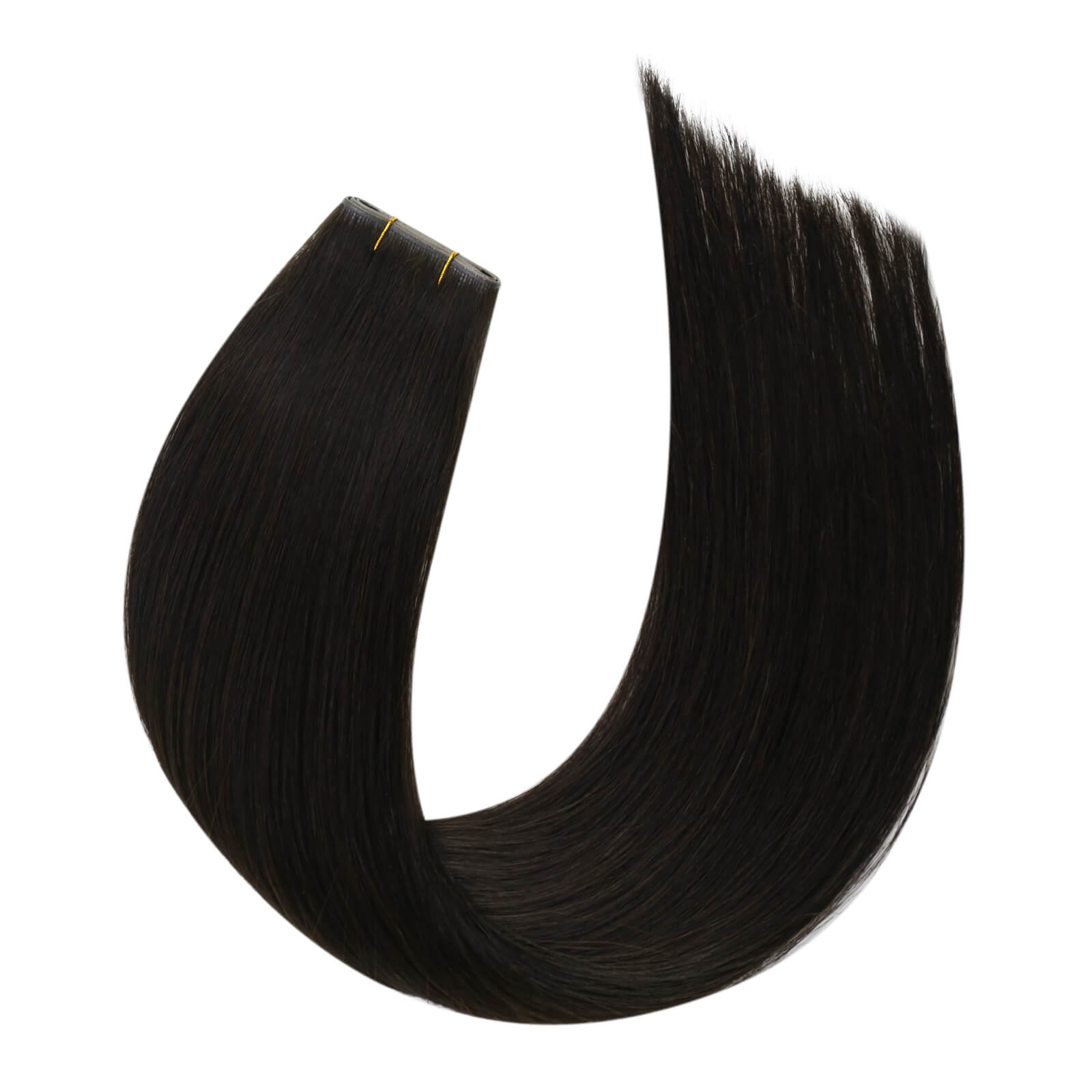 invisible weft, pu hole flat weft, virgin hair, natural black, sew in weft extensions, seamless hair extensions