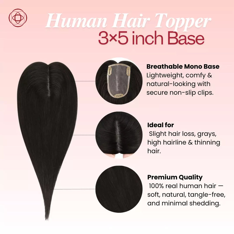 Load image into Gallery viewer, black hair topper straight hair
