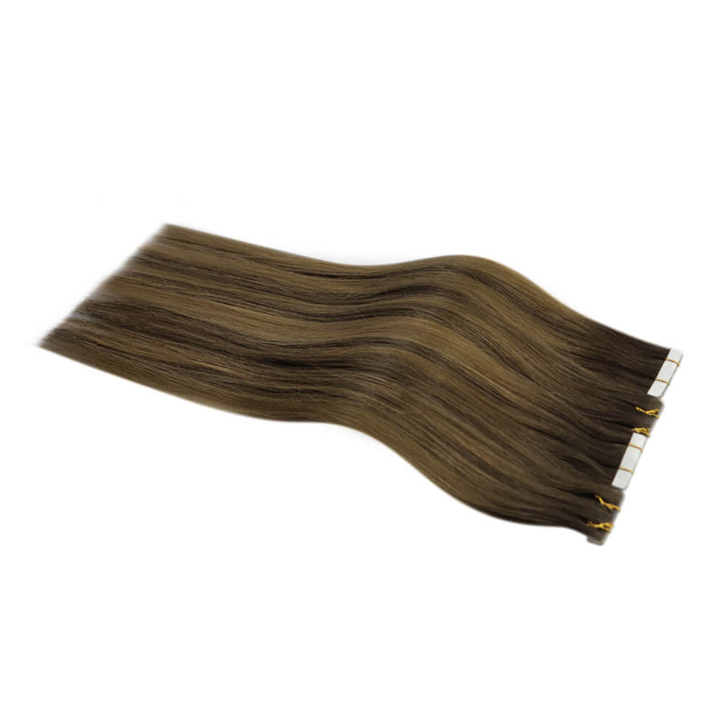 Load image into Gallery viewer, Moresoo medium brown balayage tape ins, seamless brown balayage tape in, 18-inch balayage hair extensions, natural brown balayage extensions, smooth medium brown balayage extensions, high-quality balayage hair, luxurious brown balayage extensions, invisible tape ins for balayage, premium medium brown balayage extensions, salon-quality balayage hair, natural medium brown balayage hair extensions
