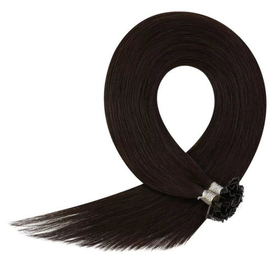 K Tip Hair Professional Pre Bonded Hair Extensions K Tip Hair Extensions Real Human Hair Soft Keratin Tip Hair Extensions Natural Ktip Virgin Human Brown Fusion For Women Keratin Add Volume