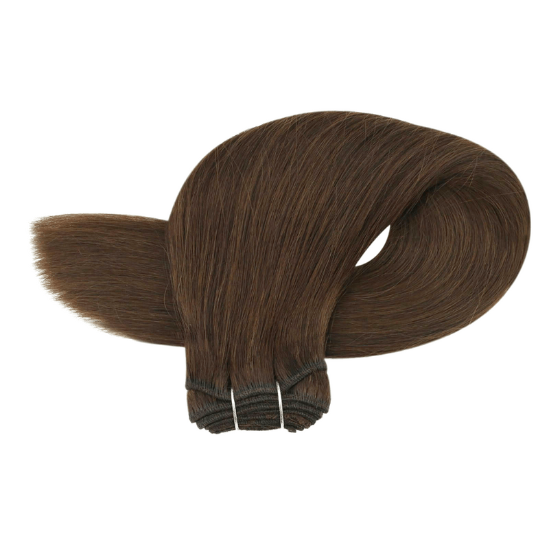 Load image into Gallery viewer, Chocolate Brown Virgin Weft Human Hair 鈥?Seamless 18-Inch Extensions, Great Lengths, and Natural Blend

