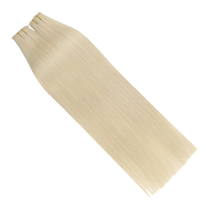Load image into Gallery viewer, Moresoo Light blonde virgin hair weft bundles, long-lasting and natural-looking sew-in extensions.
