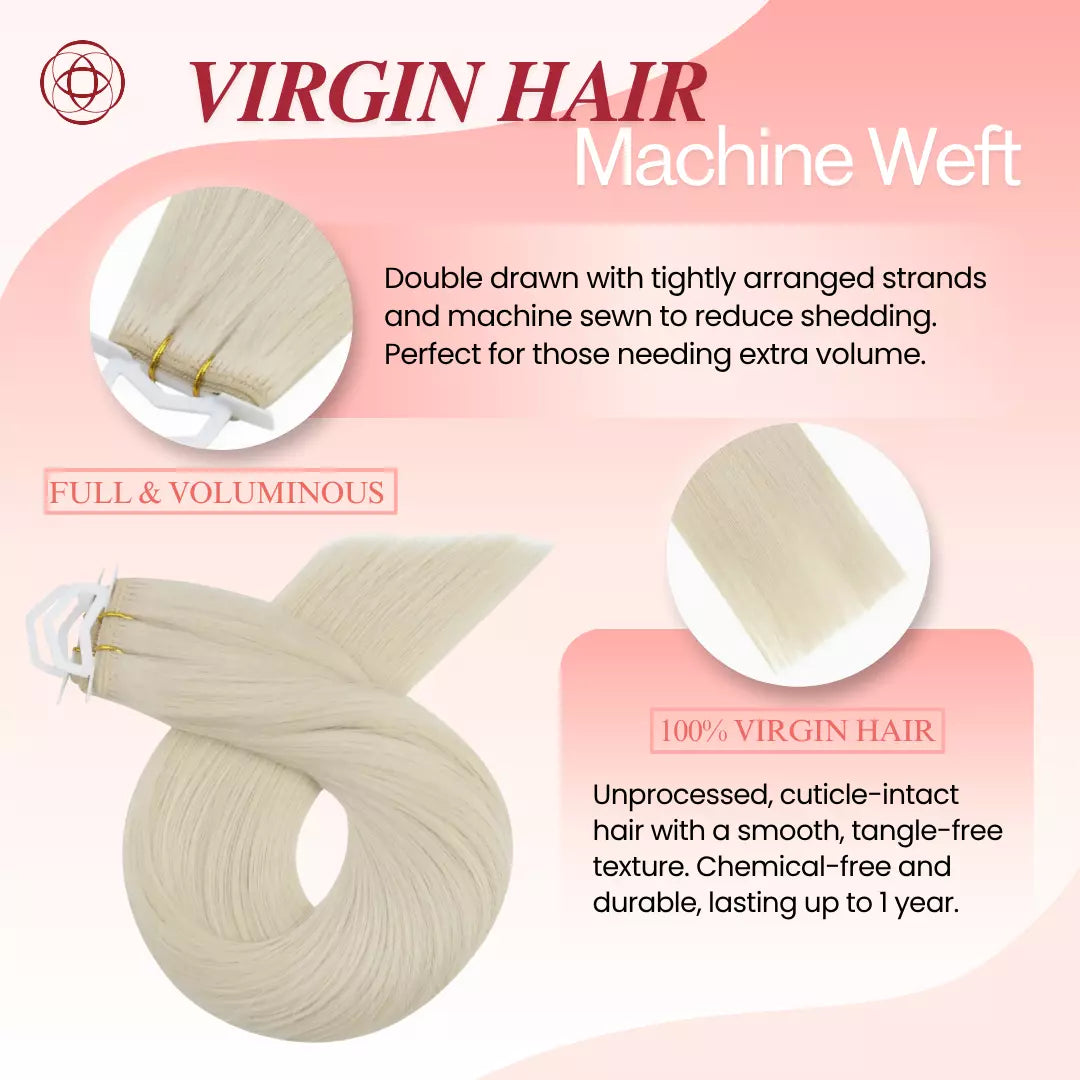 Moresoo Virgin Sew In Hair Weave, 100% Real Human Hair Bundles in White Blonde, Full and Voluminous, Perfect for Adding Length and Thickness, Durable and Easy to Style