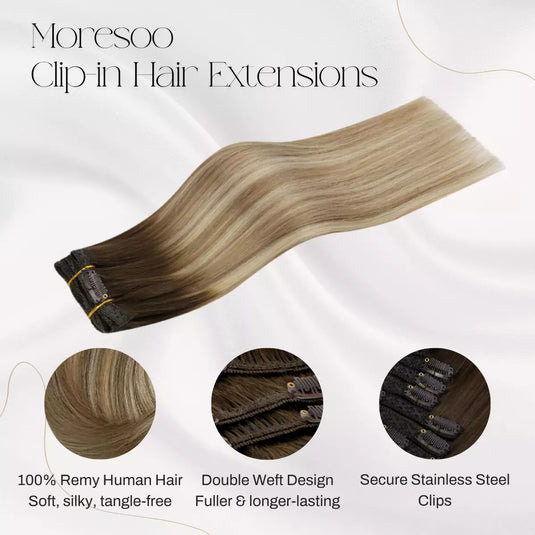 100% Remy human hair clip in hair extensions 16 inch hair extensions for women