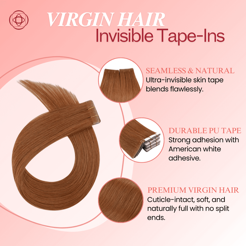Load image into Gallery viewer, Moresoo copper red balayage tape-ins, seamless ombre hair extensions, high-quality red copper highlights, invisible tape-in extensions, luxurious copper red mix, long-lasting adhesive, premium balayage hair, salon-quality copper tones, natural red copper blend, vibrant red copper hair
