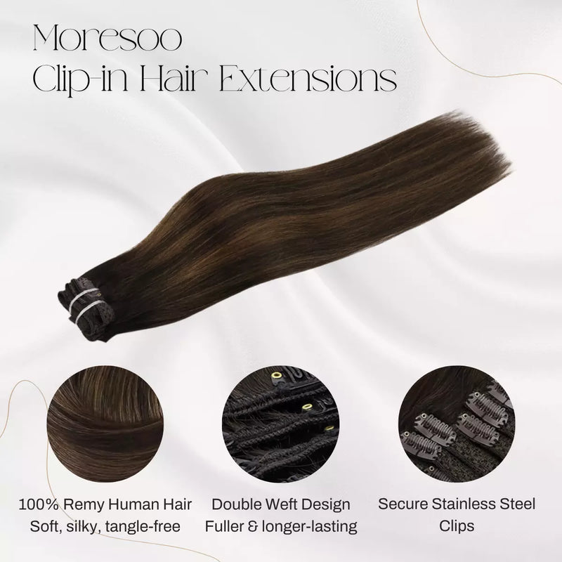 Load image into Gallery viewer, 100% Remy human hair clip in hair extensions brown hair extensions for women

