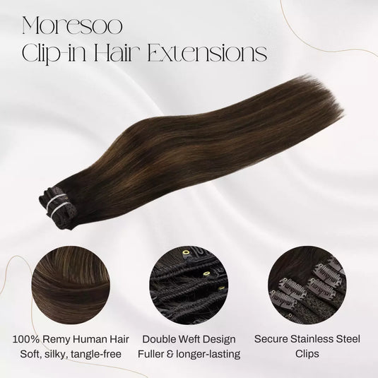 100% Remy human hair clip in hair extensions brown hair extensions for women