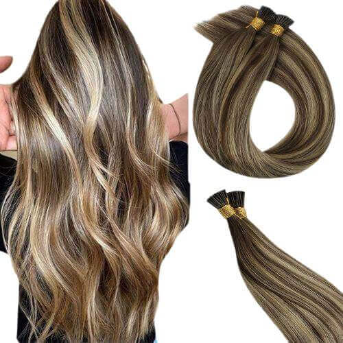 i tip human hair extension brown balayage