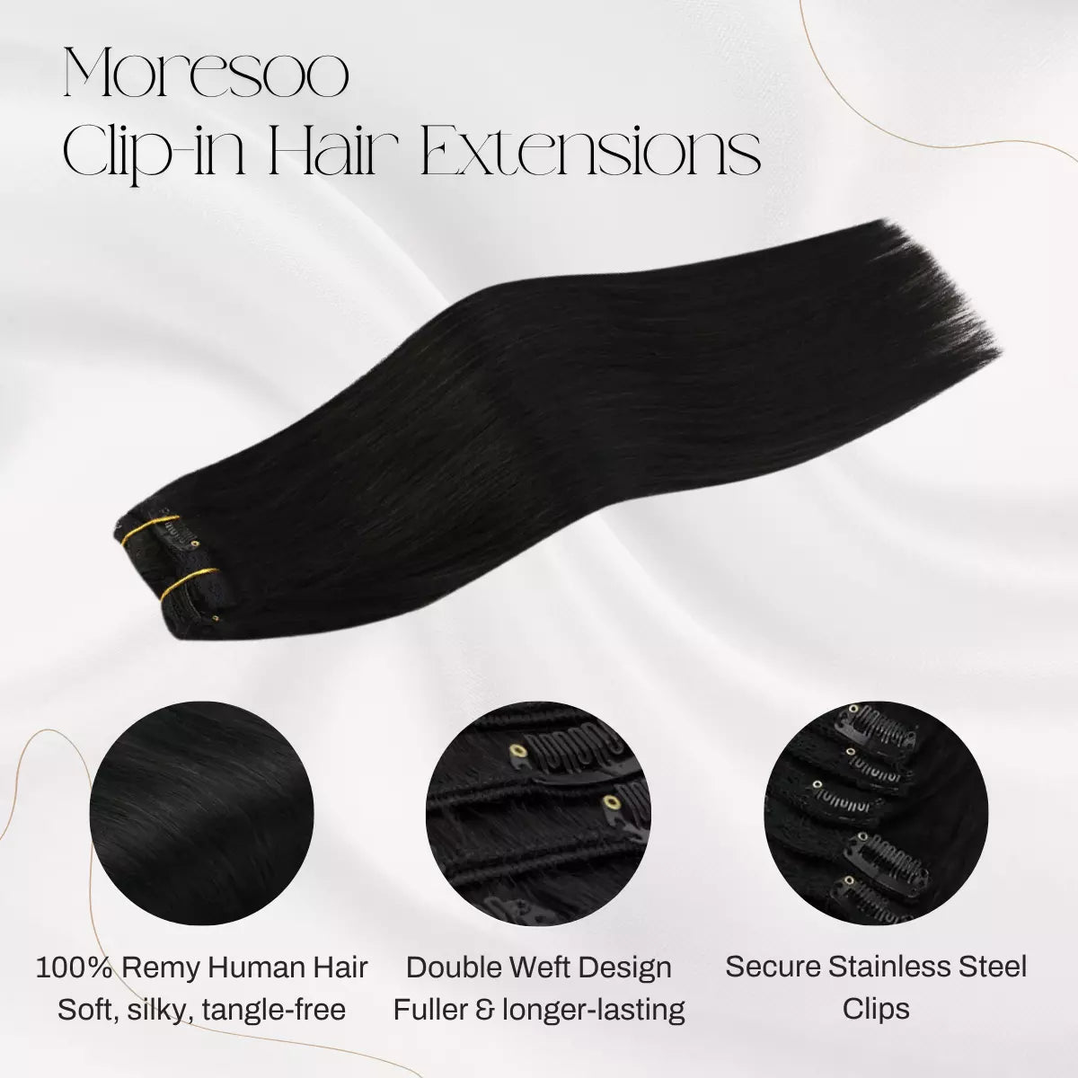 100% Remy human hair clip in hair extensions natural black hair extensions for women