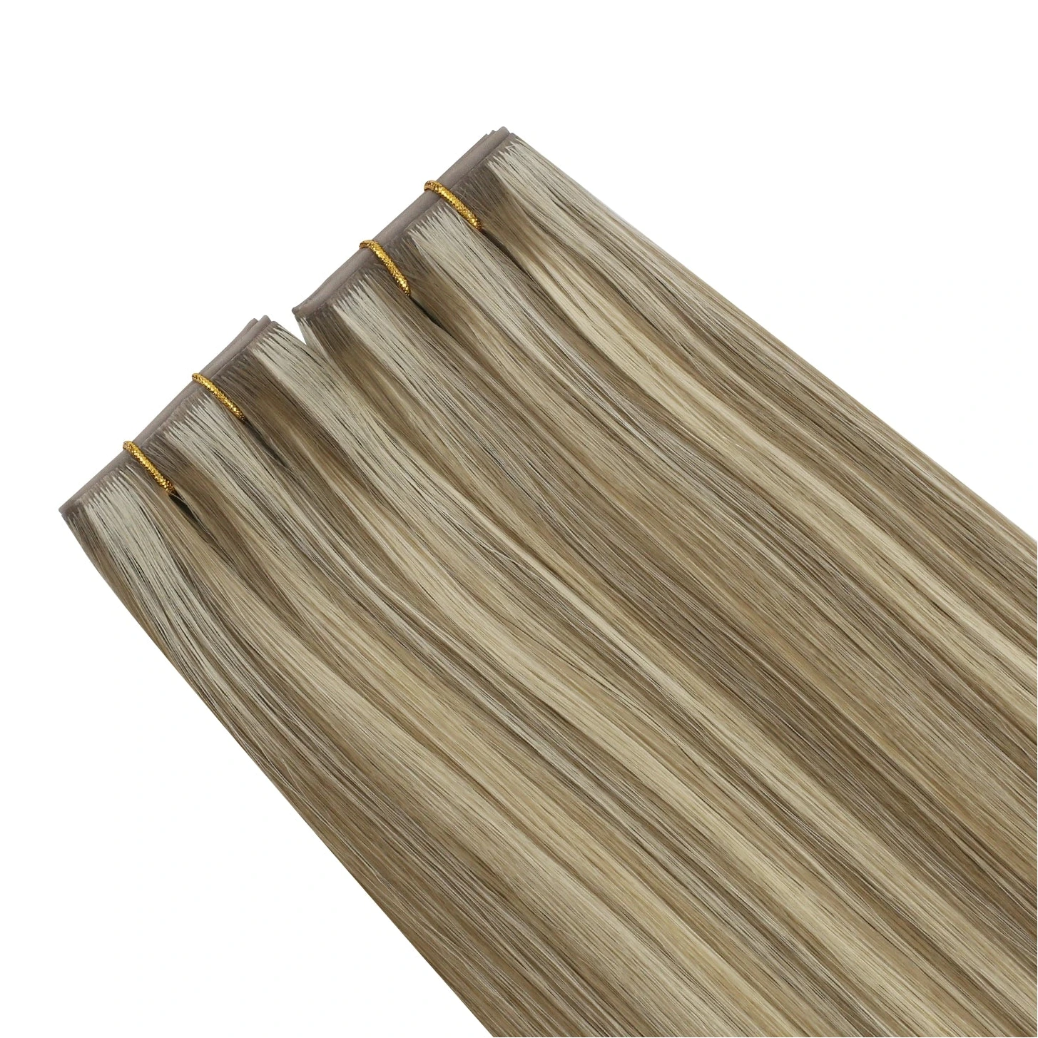 Virgin hair seamless pu skin weft on a white background