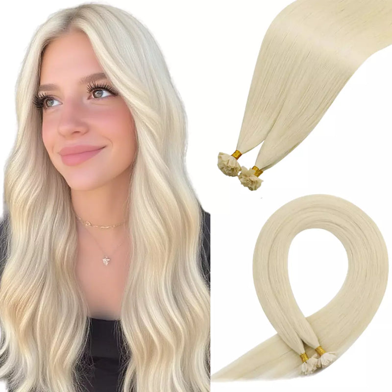 Load image into Gallery viewer, Virgin Hair Extensions K Tip Hair Extensions Ktip Hair Extensions Soft Keratin Tip Hair Extensions Platinum Blonde Tip Hair Extensions For Daily Use 16Inch
