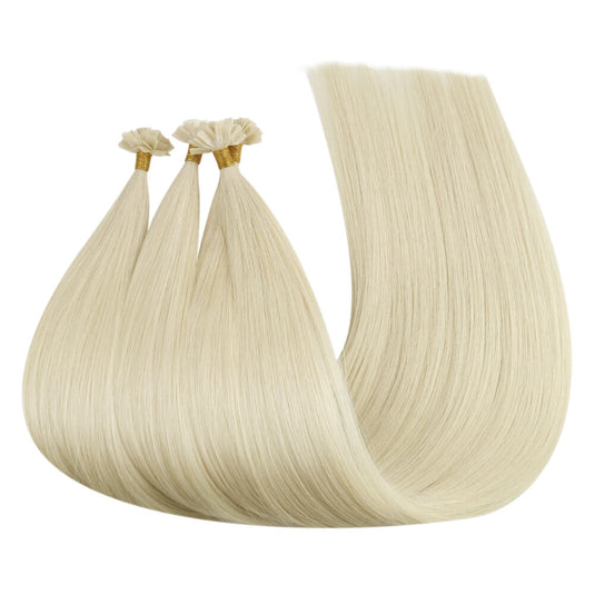 Blonde Keratin Tip Hair Extensions Human Hair 20inch Platinum Blonde K Tip Pre Bonded Remy Ktip Extension Real Human Hair Extensions