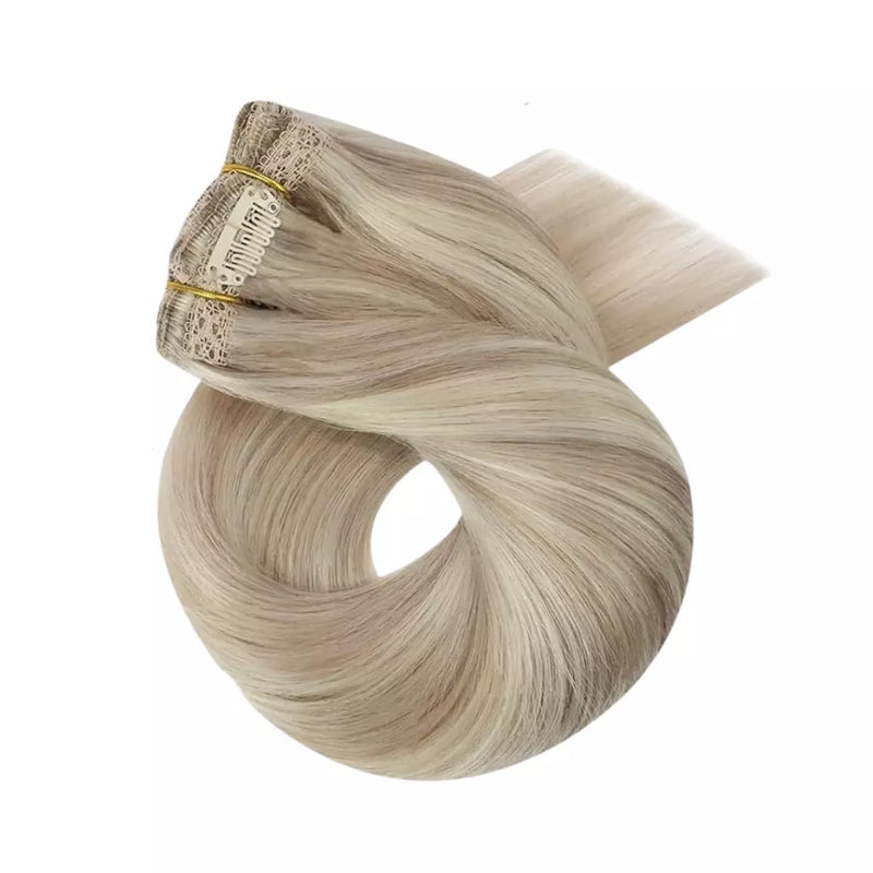 Load image into Gallery viewer, 100% Remy Human Hair Clip In Hair Extensions Real Human Hair 24 Inch 7 pcs 120g Straight Hair Extensions for Women
