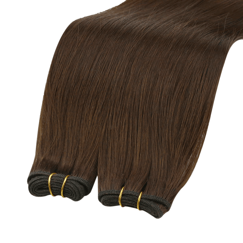 Load image into Gallery viewer, Chocolate Brown Virgin Weft Hair Extensions 鈥?Best Human Hair Extensions for Thin Hair, 16-Inch Weft, Virgin Quality
