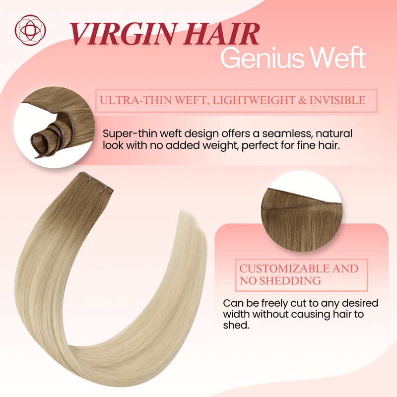 Load image into Gallery viewer, customizable weft, soft and smooth, easy maintenance, long-lasting extensions, professional hair weft, salon-quality extensions, luxury hair extensions, breathable weft, double-drawn hair,
