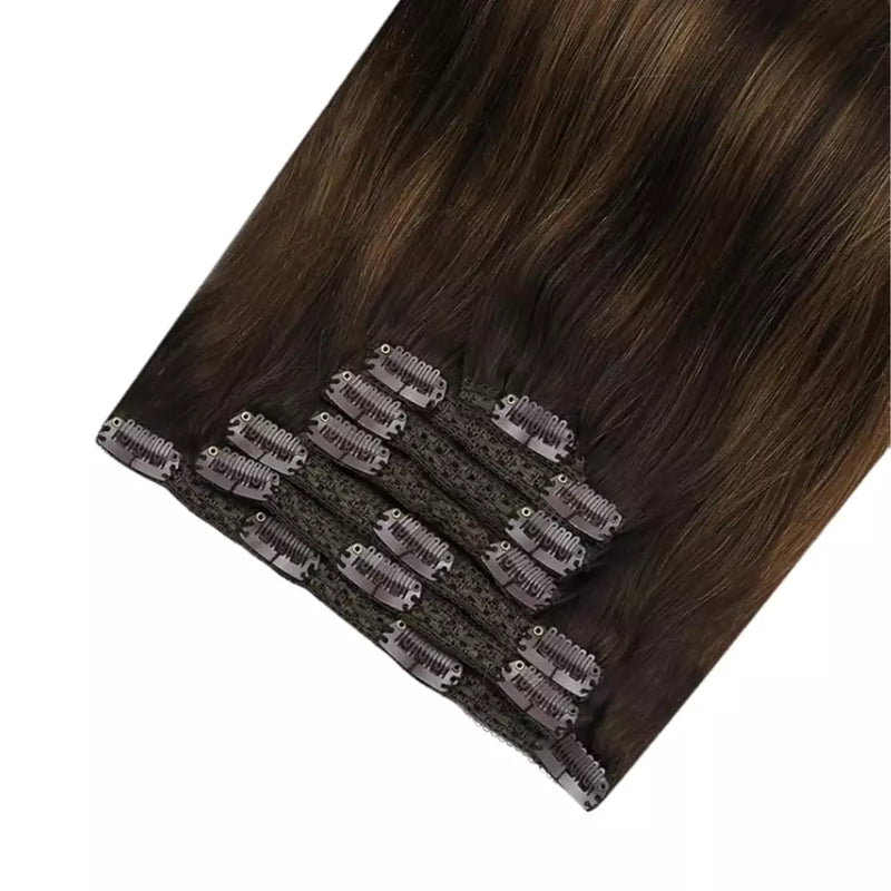 Load image into Gallery viewer, Moresoo Luxurious 14 inch Silk natural and soft Clip In Human Hair Extensions 120g Clip-in Hair Extensions for Women
