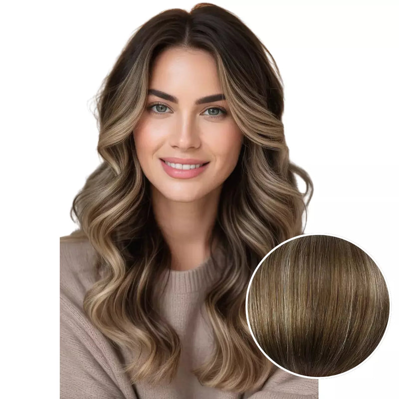 Load image into Gallery viewer, brown and blonde clip in hair extensions made from Remy hair
