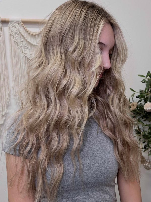 100% Virgin Hair Butterfly Weft Extensions Balayage Blonde #8/8/613