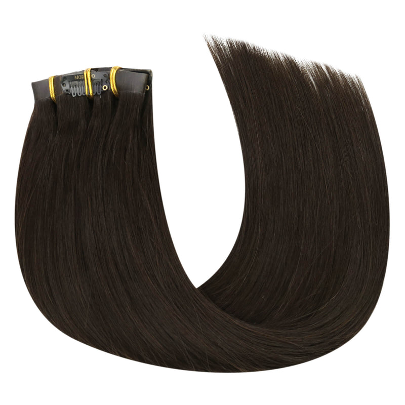 dark brown remy human clip-ins