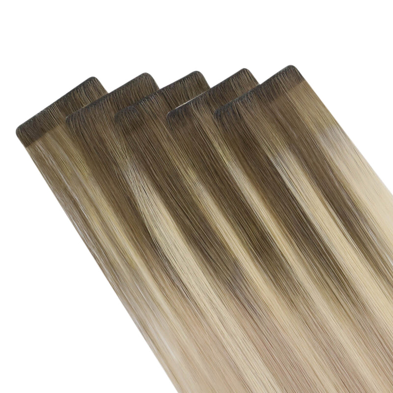 Load image into Gallery viewer, virgin hair injection tape in human hair extensions balayage blonde seamless tape-in human hair
