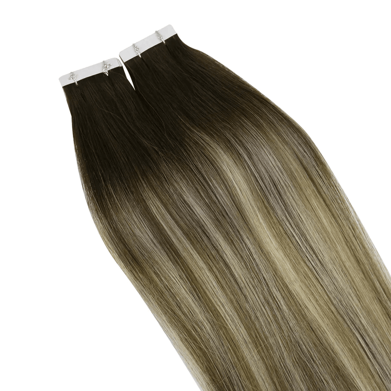 Load image into Gallery viewer, soft and invisible human hair tape in hair extensions for top of head-tape worm in humans-human hair tape in extensions-tape in-hair weft
