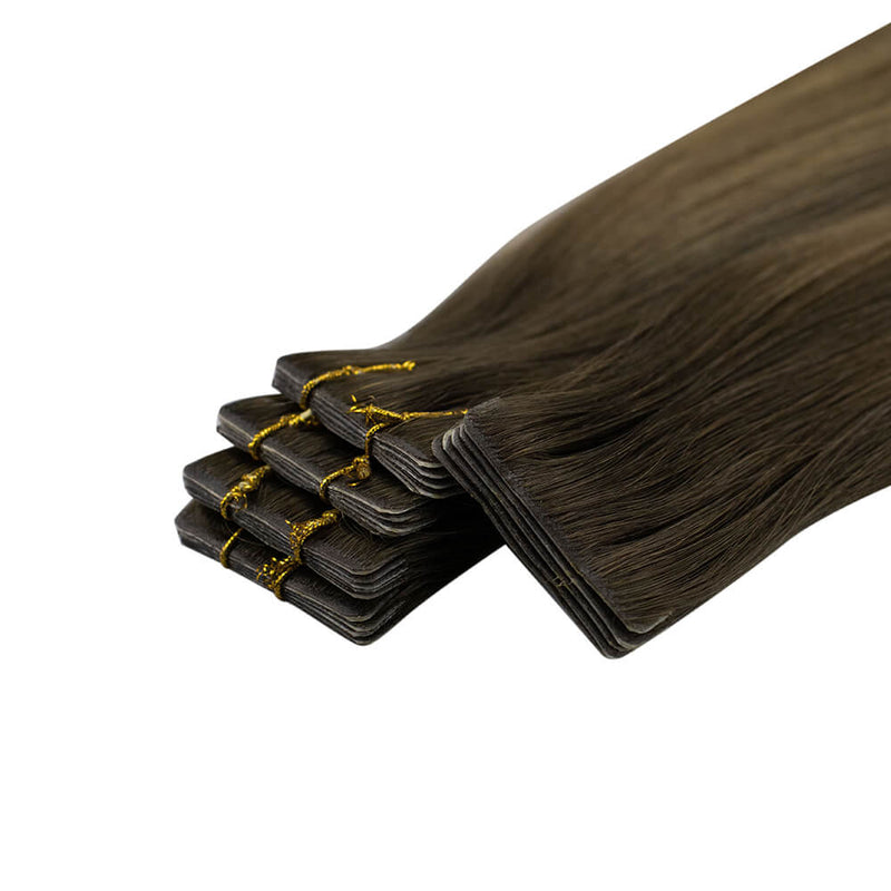 Load image into Gallery viewer, Moresoo brown balayage tape in, seamless balayage extensions, medium brown hair tape ins, salon-quality medium brown balayage, luxurious brown balayage extensions, invisible balayage hair, high-quality balayage tape ins, 14-inch medium brown balayage extensions, smooth balayage extensions for medium brown hair, premium balayage tape ins, natural brown balayage extensions, luxurious medium brown balayage
