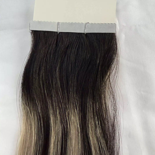 [Final Sale] Virgin Flower Tape Hair Extensions Balayage (#1B/Silver/1B) 24