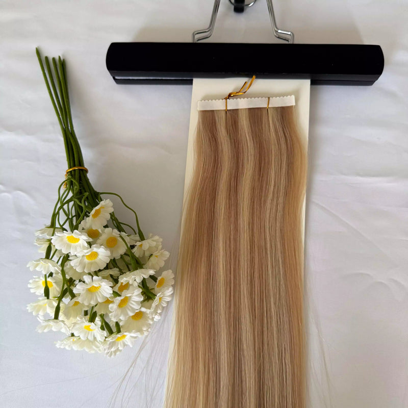 Load image into Gallery viewer, [Final Sale] Virgin Flower Tape Hair Extensions Highlights (#18/613) 24&quot; 25G
